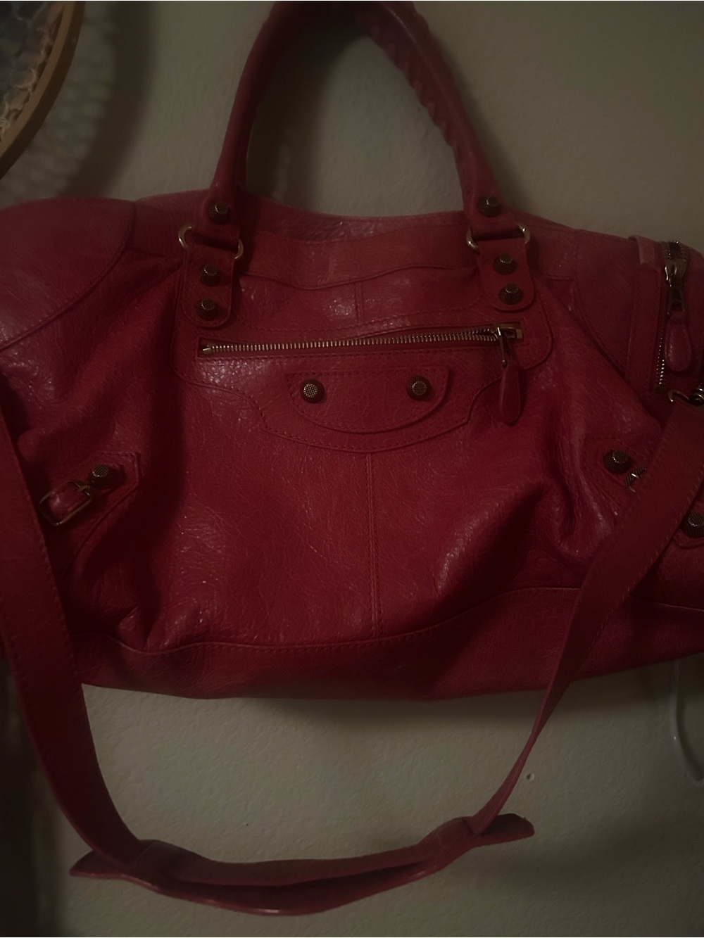 Stylish pink oversized Leather Shoulder Bag for Women